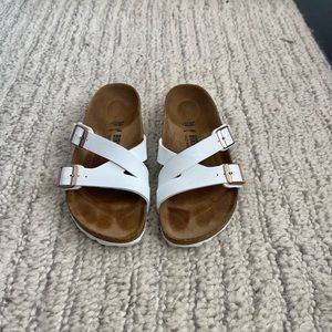 Barely worn! White and copper Birkenstocks | 36